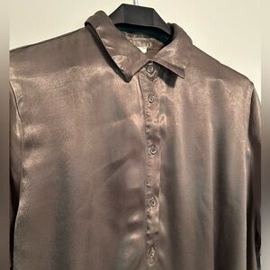 Forest green satin feel pajamas.